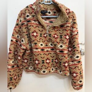 Love Tree Tan and Red Sherpa Jacket